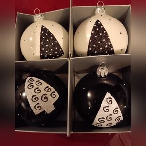 Black and white handmade glass ornaments
